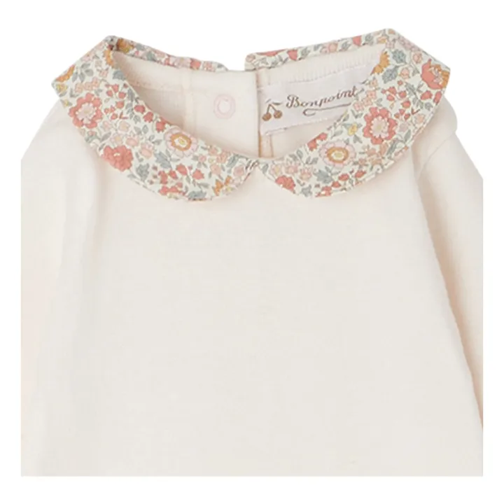 Cygne bodysuit with orange embroidered collar | Pink- Product image n°1