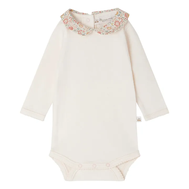 Cygne bodysuit with orange embroidered collar | Pink- Product image n°0