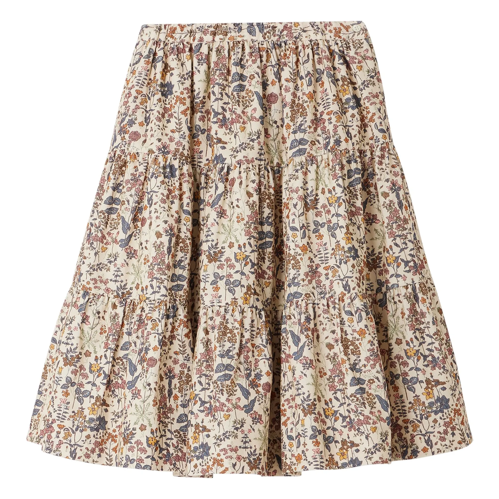 Bonpoint Girls Beige Lise Skirt In Fine-Ribbed Liberty Corduroy