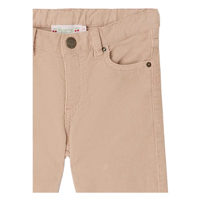 Bonnie Hose aus geripptem Velours | Blassrosa