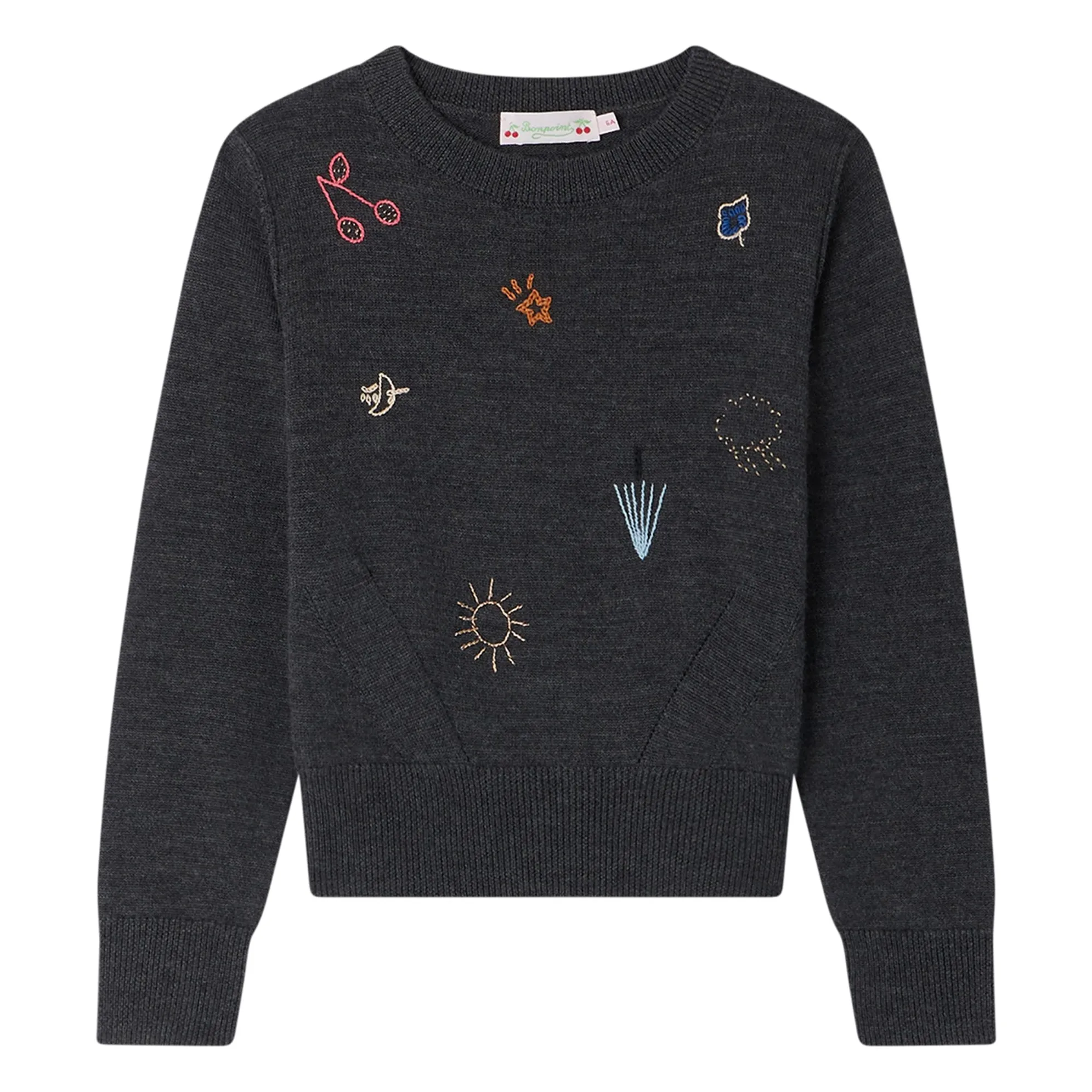 Bonpoint Girls Heather Grey Giannette Wool Sweater
