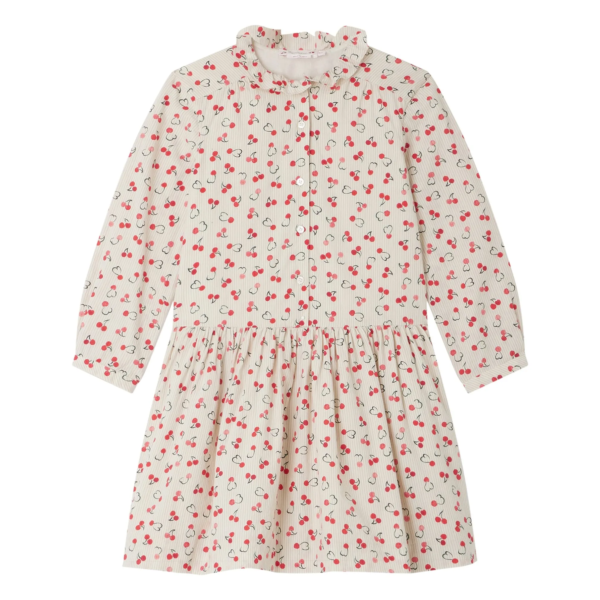 Bonpoint Girls Ecru Geraldine Dress With Mini Cherry Prints