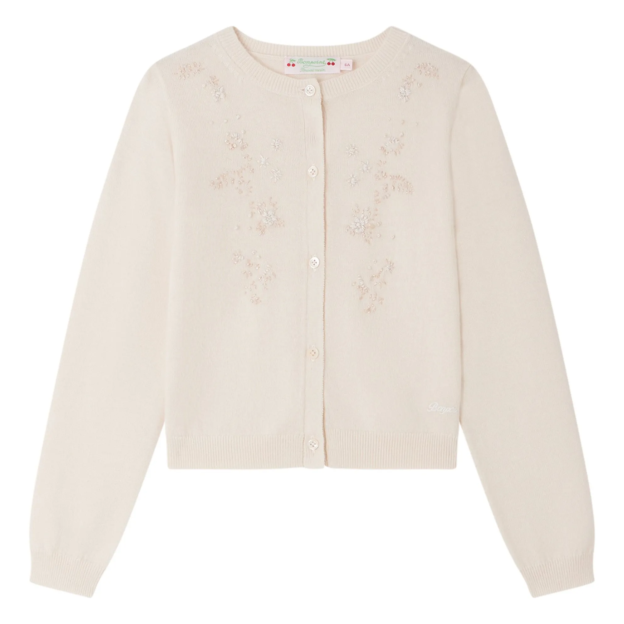 Bonpoint Girls Ecru Goethe Wool Cardigan