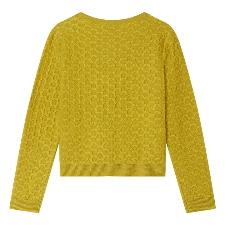 Cardigan Garancie en laine vert | Jaune- Image produit n°4