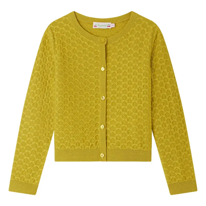 Cardigan Garancie en laine vert | Jaune- Image produit n°0