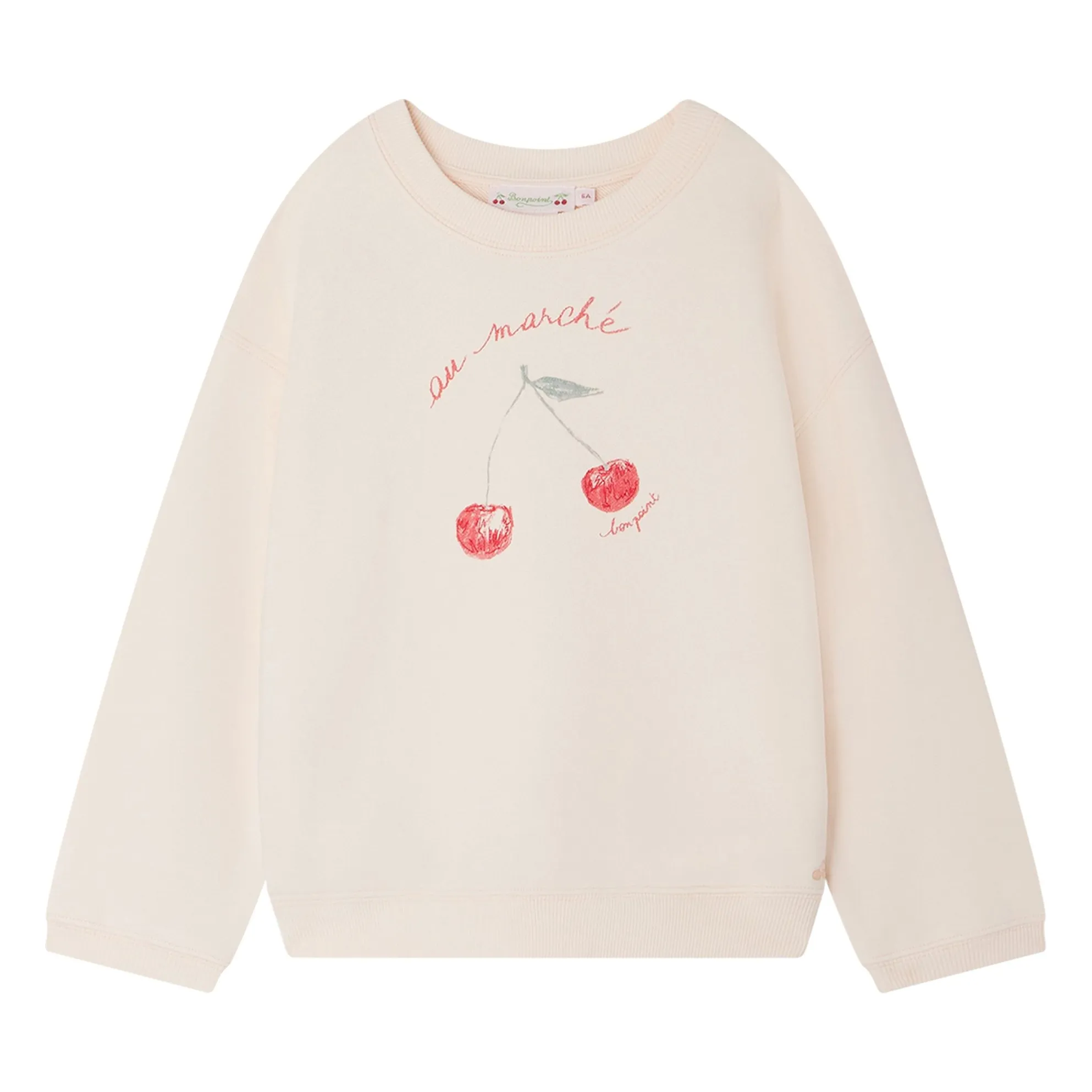 Bonpoint Girls Powder Pink Fleurette Camellia Pink Sweatshirt