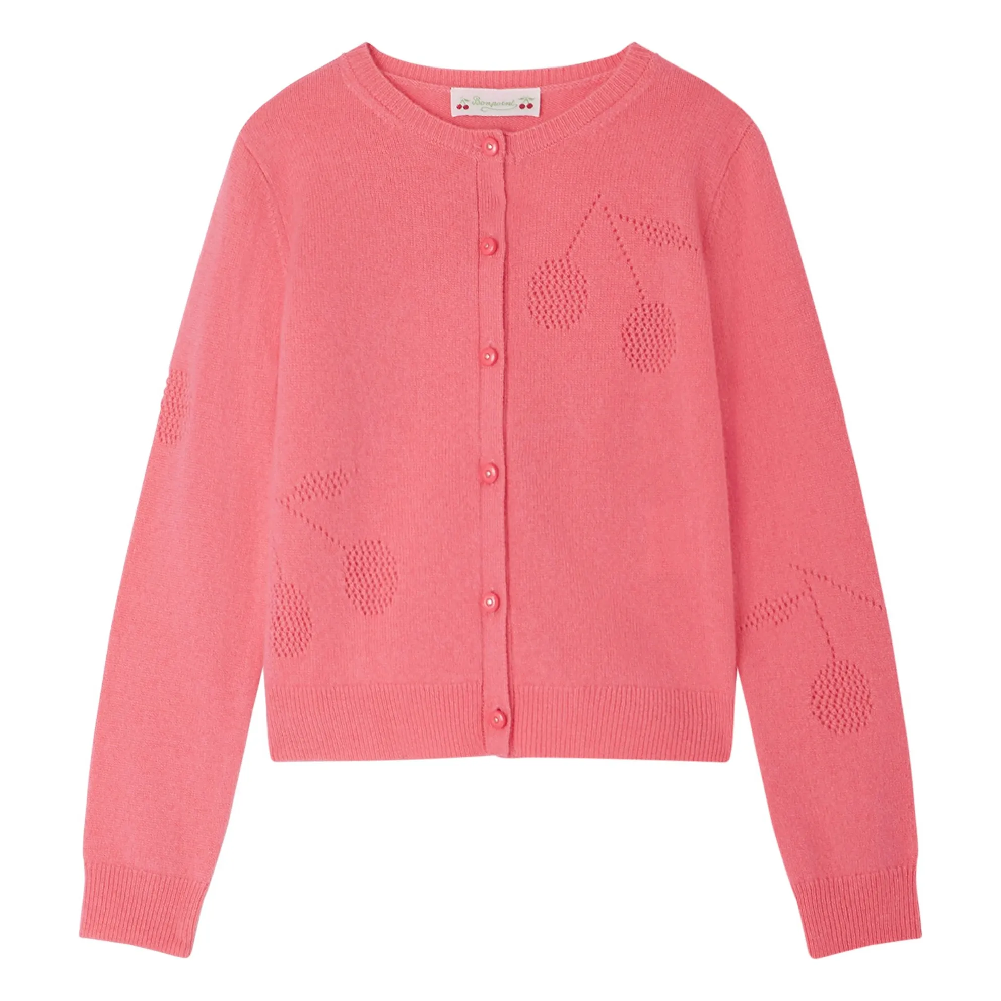 Bonpoint Girls Candy Pink Ginger Cardigan In Dark Pink Cashmere
