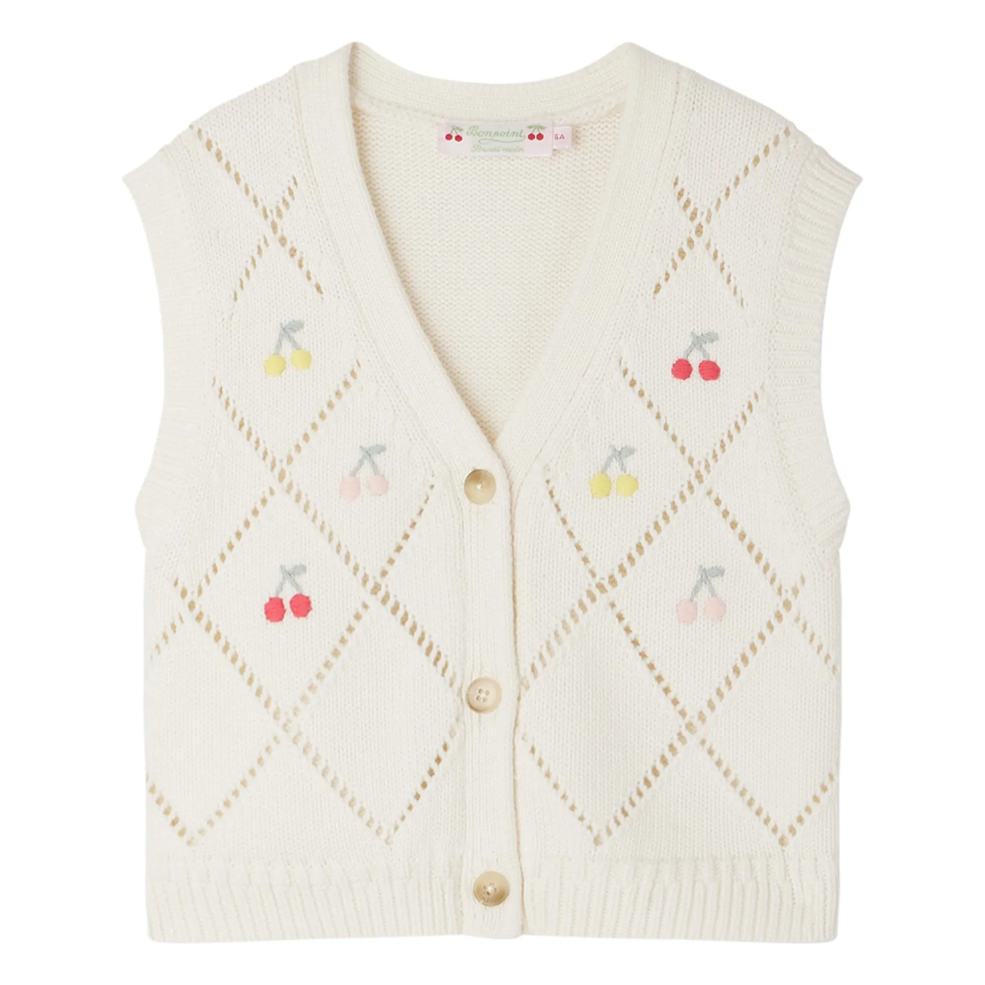Bonpoint Girls Ecru Ticiana Cotton And Cashmere Cardigan