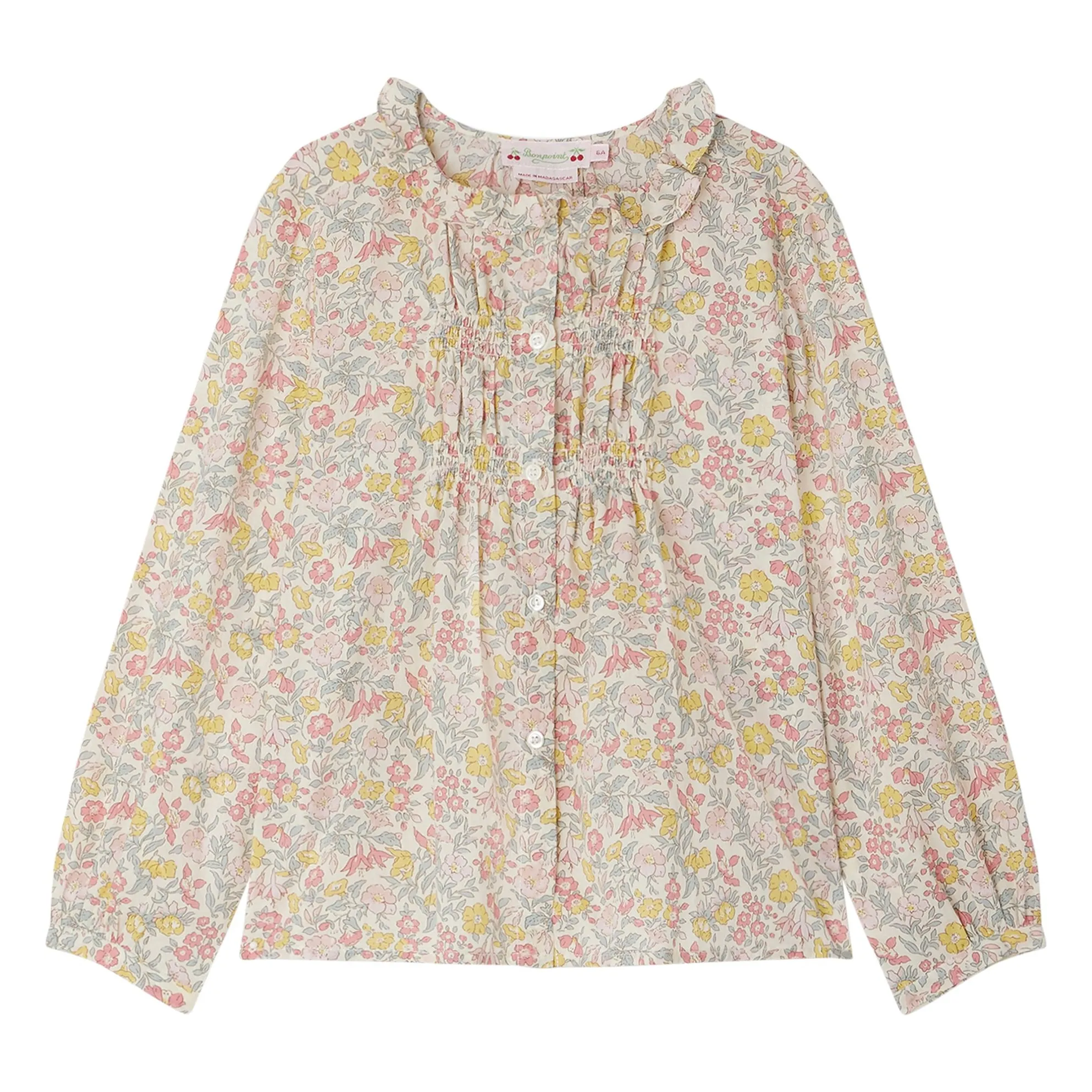 Bonpoint Girls Pink Gentille Smocked Blouse In Liberty Fabric