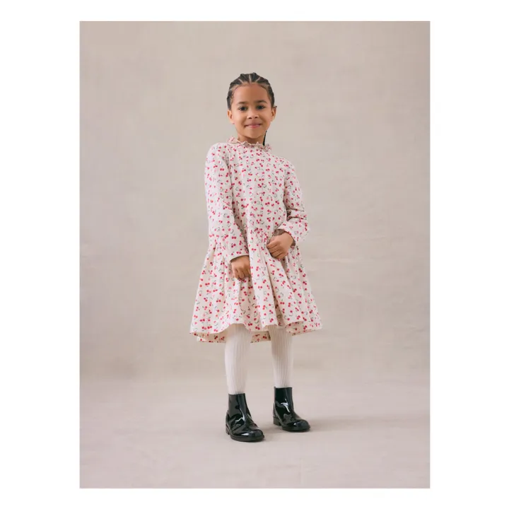 Bonpoint Geraldine dress with mini cherry prints Ecru Smallable