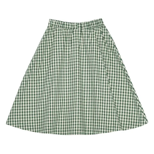 Jupe Gertrud Carreaux Coton Bio | Vert