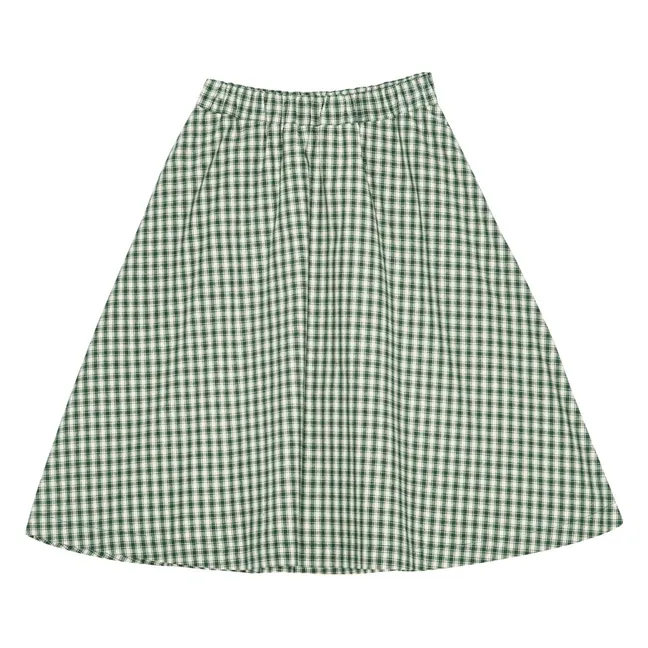 Jupe Gertrud Carreaux Coton Bio | Vert