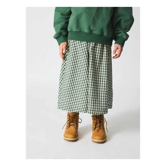 Jupe Gertrud Carreaux Coton Bio | Vert