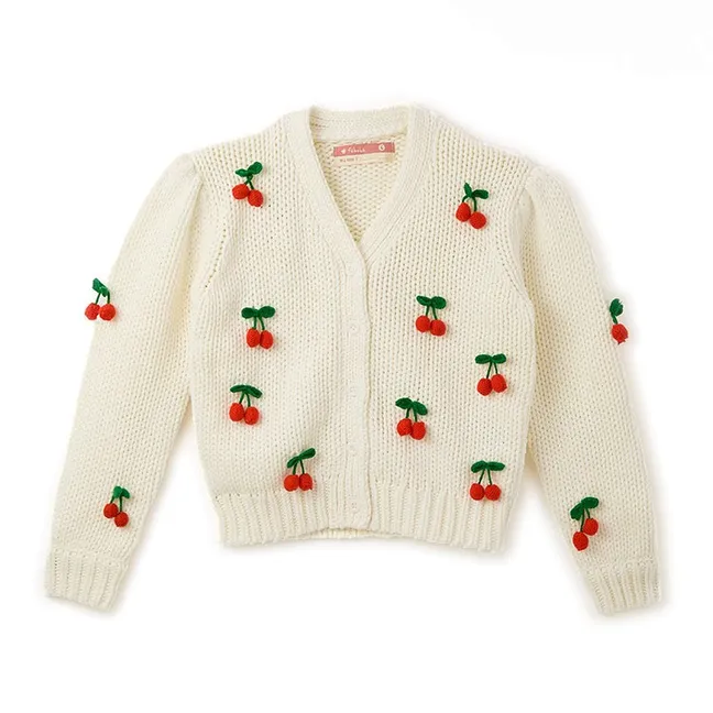 Gilet Maille Cerises | Beige