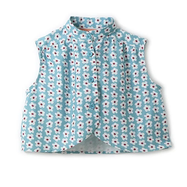 Blouse Fleurie | Bleu Clair