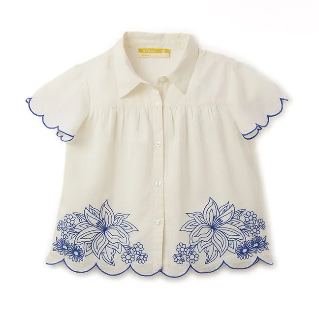 Camelia Embroidered Shirt | White