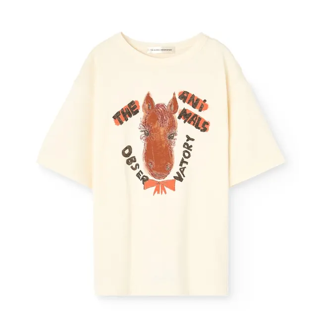 T-shirt Collie Cheval Coton Bio | Ivoire