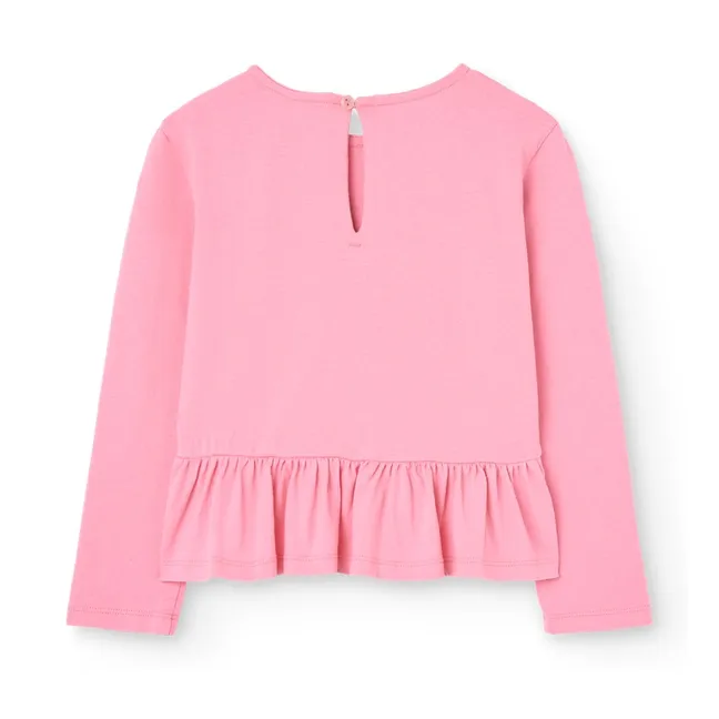 T-shirt Volants Scamper Cheval Coton Bio | Rose