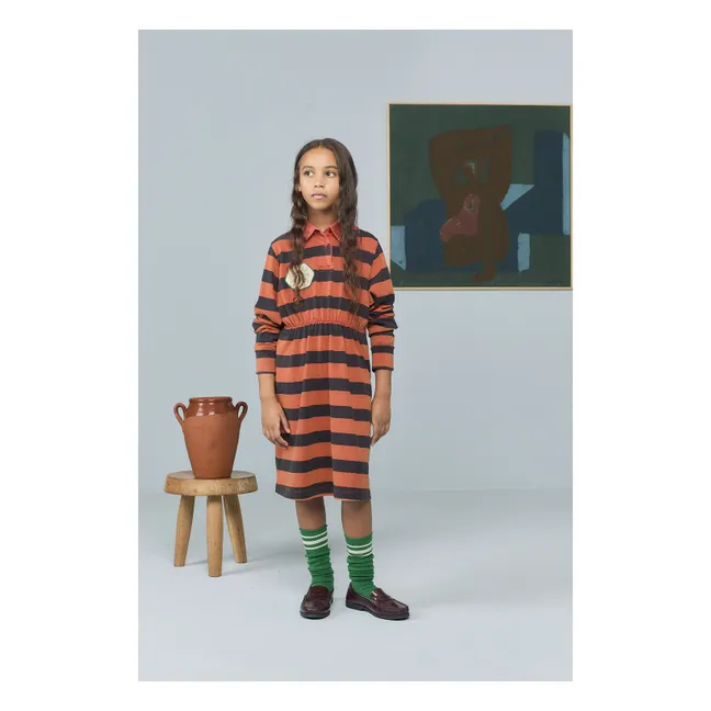 Striped Pigeon Dress Organic Cotton | Red