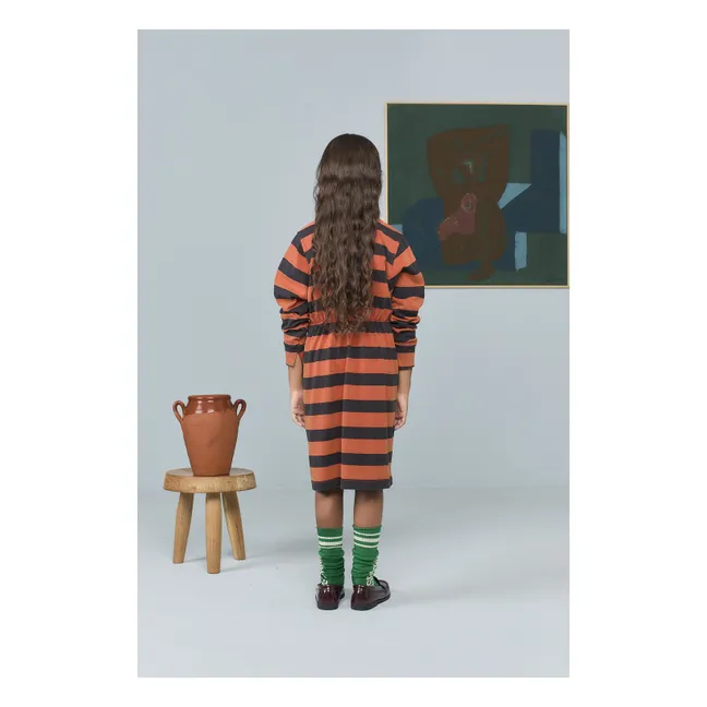 Striped Pigeon Dress Organic Cotton | Red