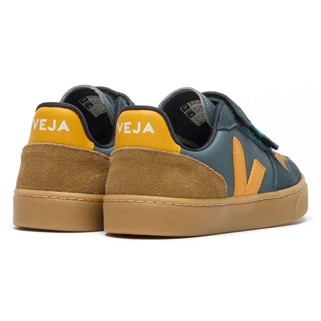 Pequeñas zapatillas de piel V-10 | Azul