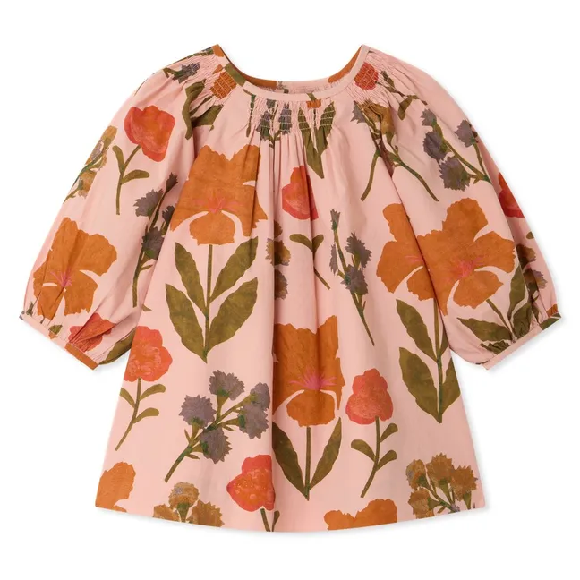 Robe Muce Fleurs Coton Bio | Rose pêche