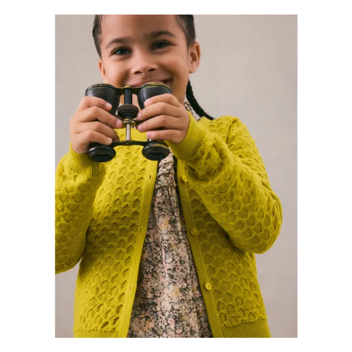 Cardigan Garancie en laine vert | Jaune- Image produit n°2
