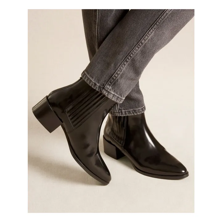 408 Botas de piel glacé | Negro- Imagen del producto n°1