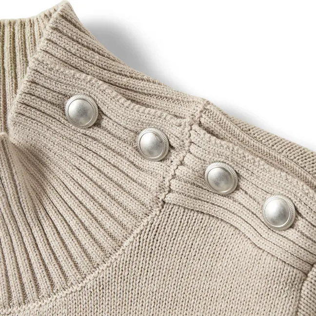 Pull Col Cheminée Margaretsy Rayé | Ecru