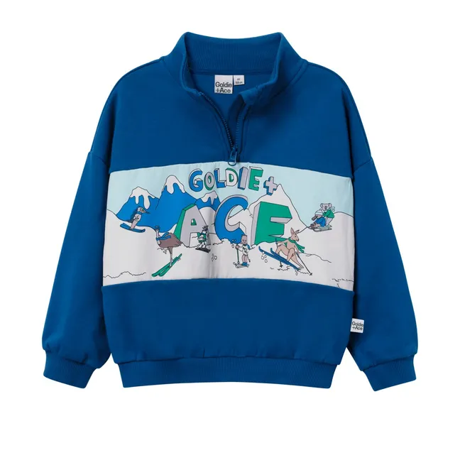 Sweat Zippé Montagne | Bleu