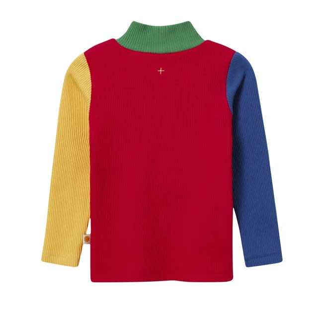 Col Roulé Côtelé Colorblock | Rouge