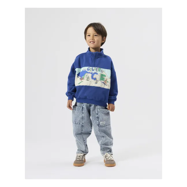 Sweat Zippé Montagne | Bleu