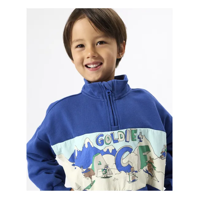 Sweat Zippé Montagne | Bleu