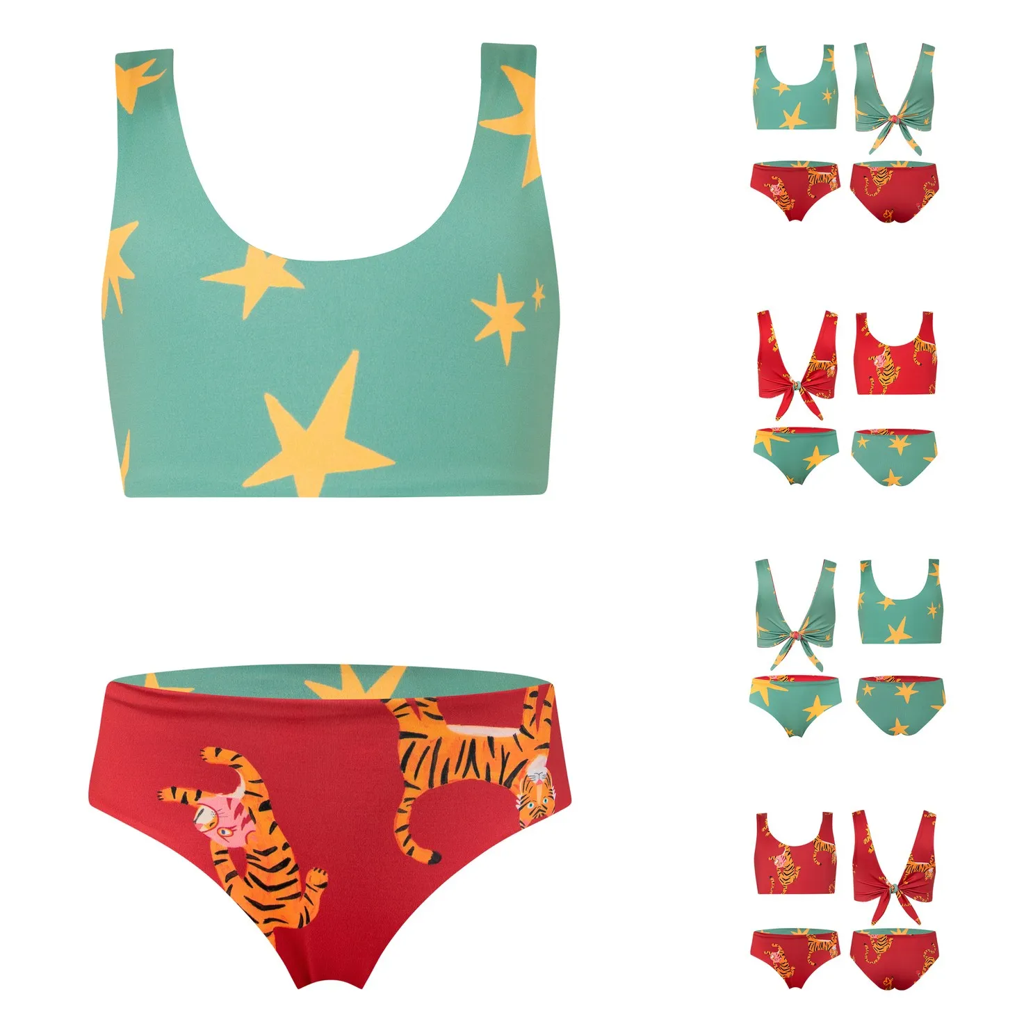 Maillot de Bain Knot Tigres | Vert- Image produit n°0