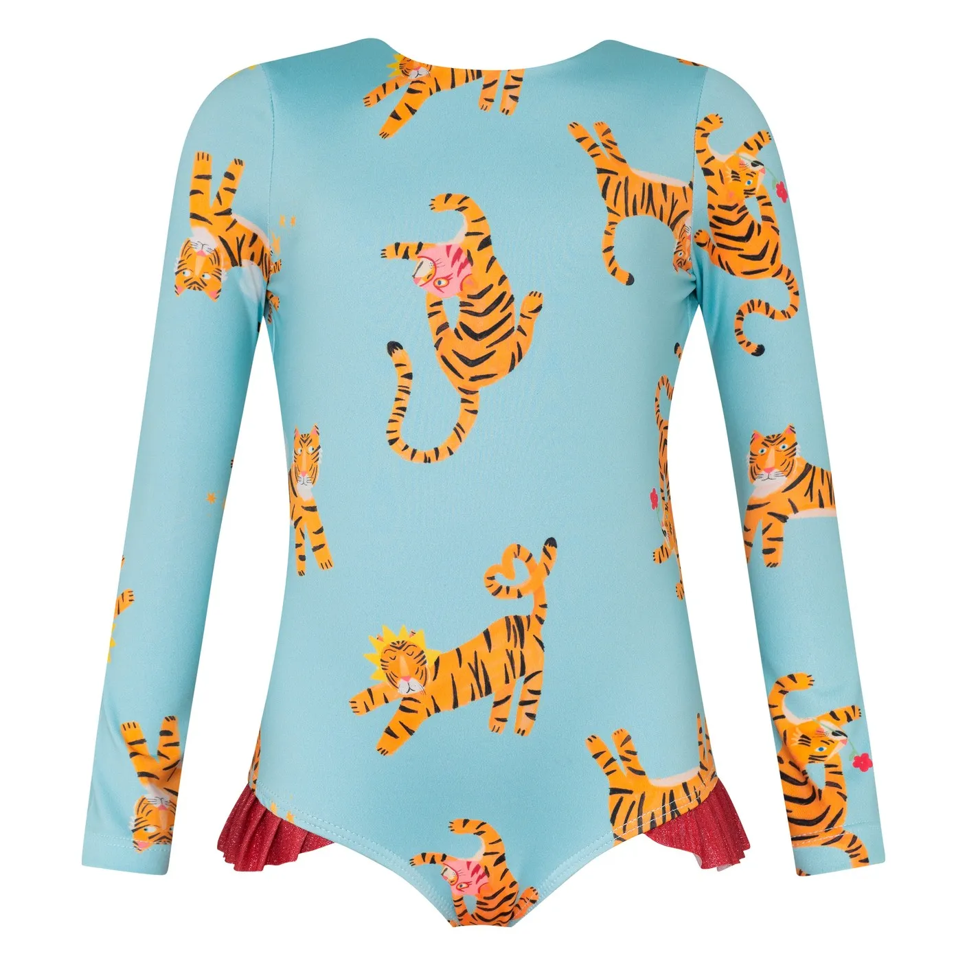 Maillot de Bain Manches Longues Tigres | Bleu Clair- Image produit n°0