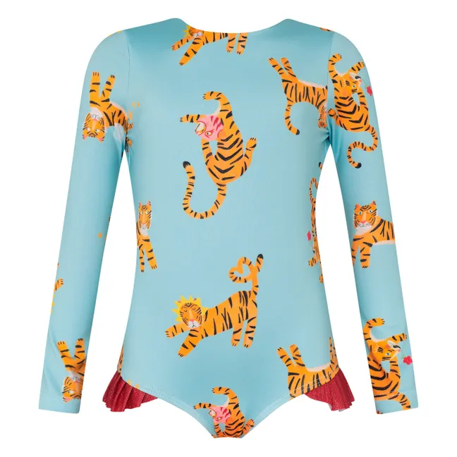Long-Sleeved Tiger Swimsuit | Light Blue