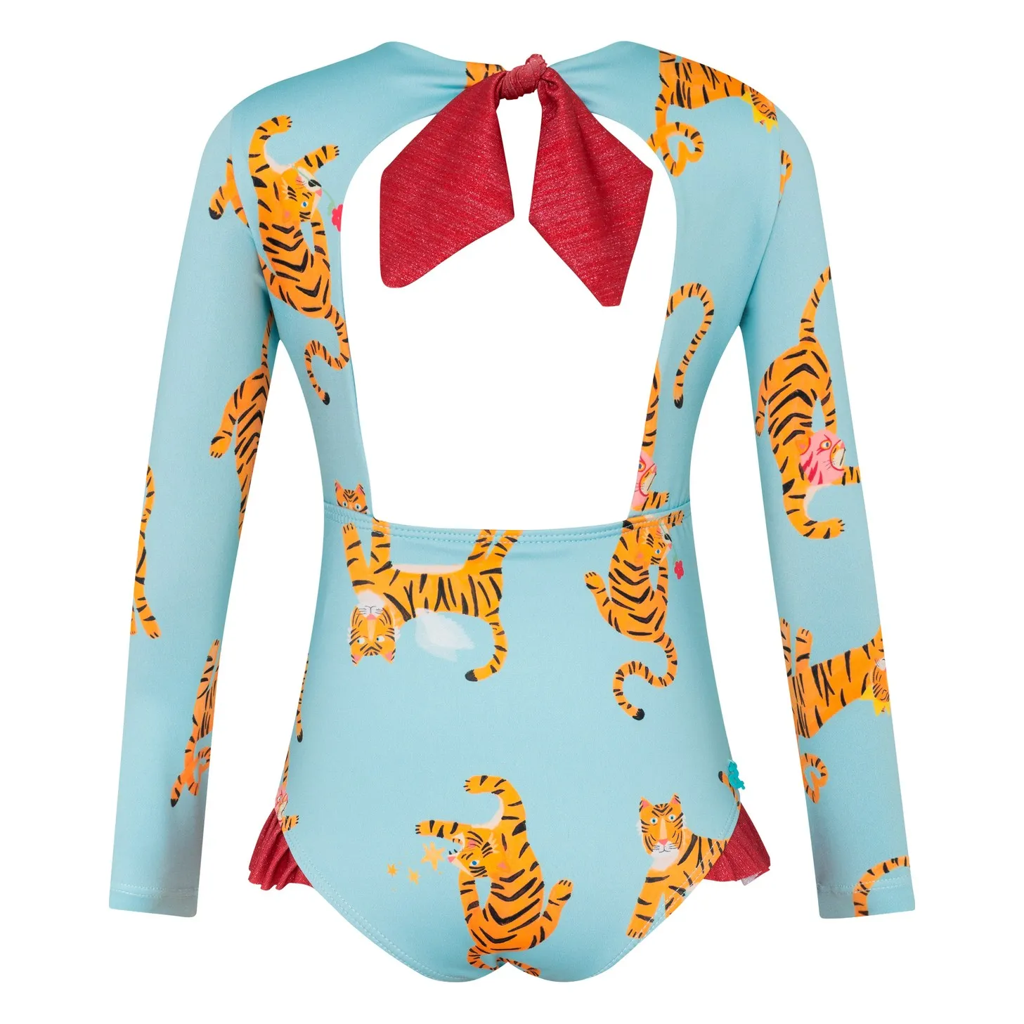 Maillot de Bain Manches Longues Tigres | Bleu Clair- Image produit n°2