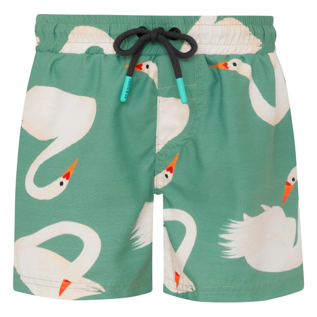 Short de Bain Cygnes | Vert- Image produit n°0