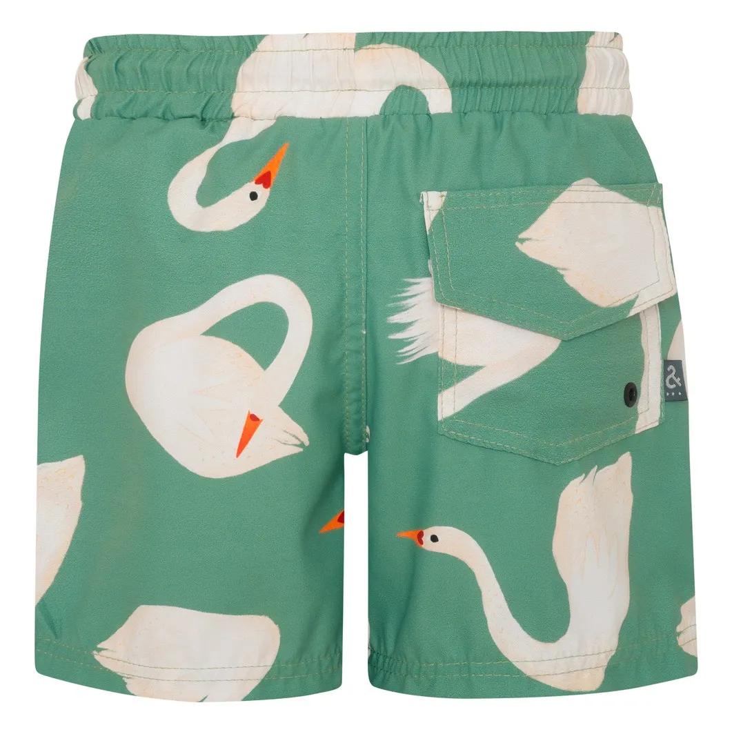 Short de Bain Cygnes | Vert- Image produit n°2