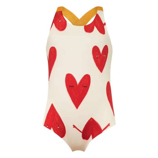 Bañador cruzado con corazones | Crema