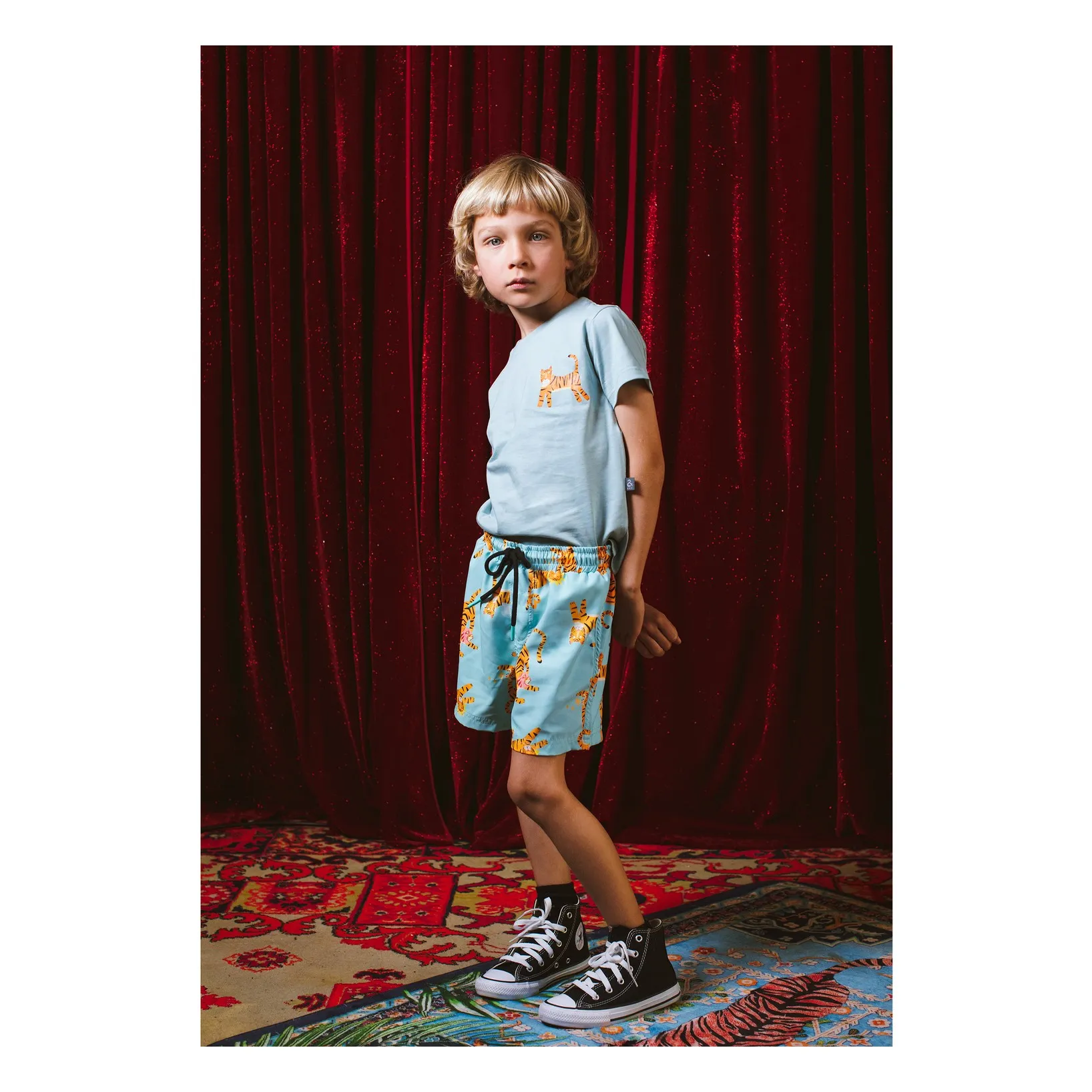 Short de Bain Tigres | Bleu Clair- Image produit n°1