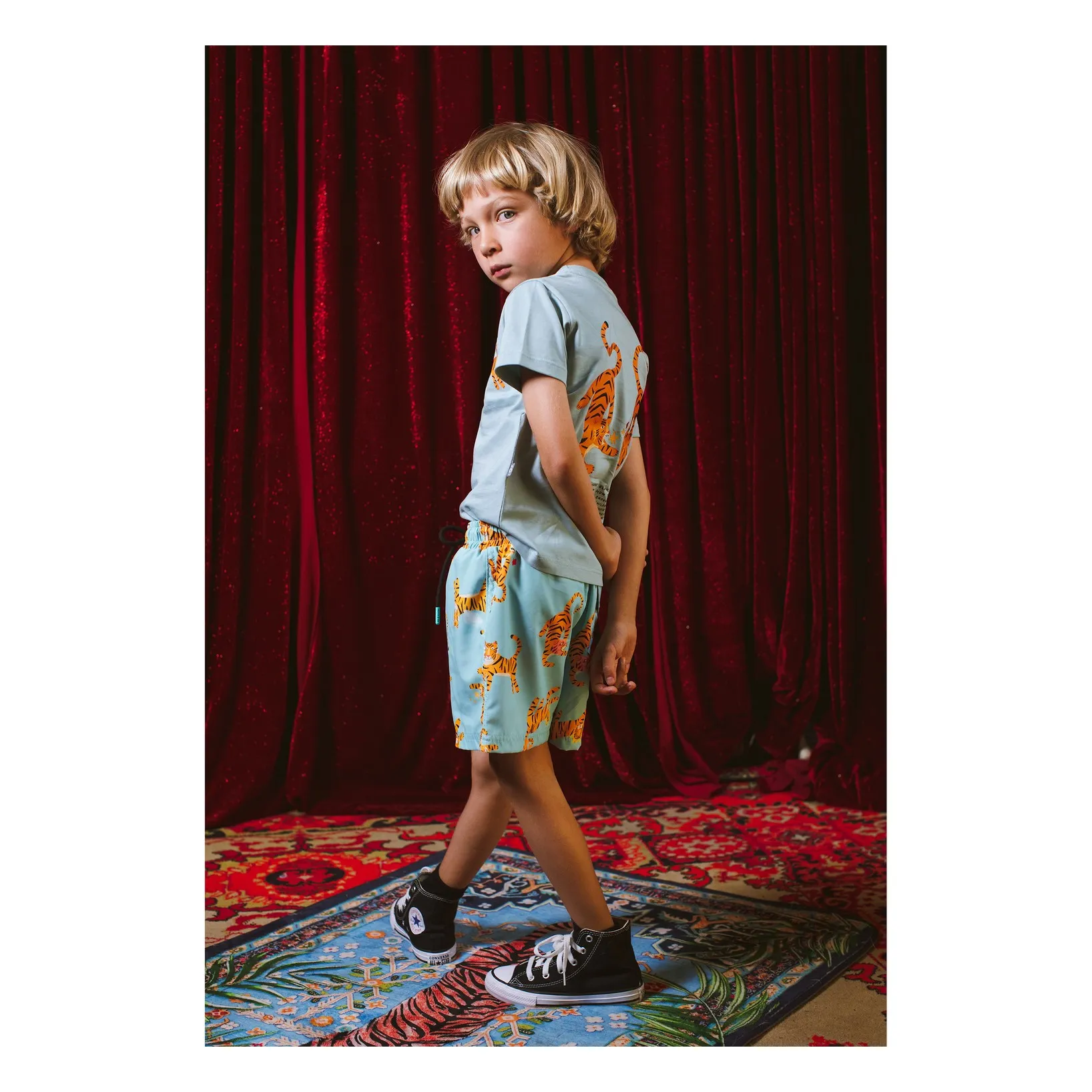 Short de Bain Tigres | Bleu Clair- Image produit n°2