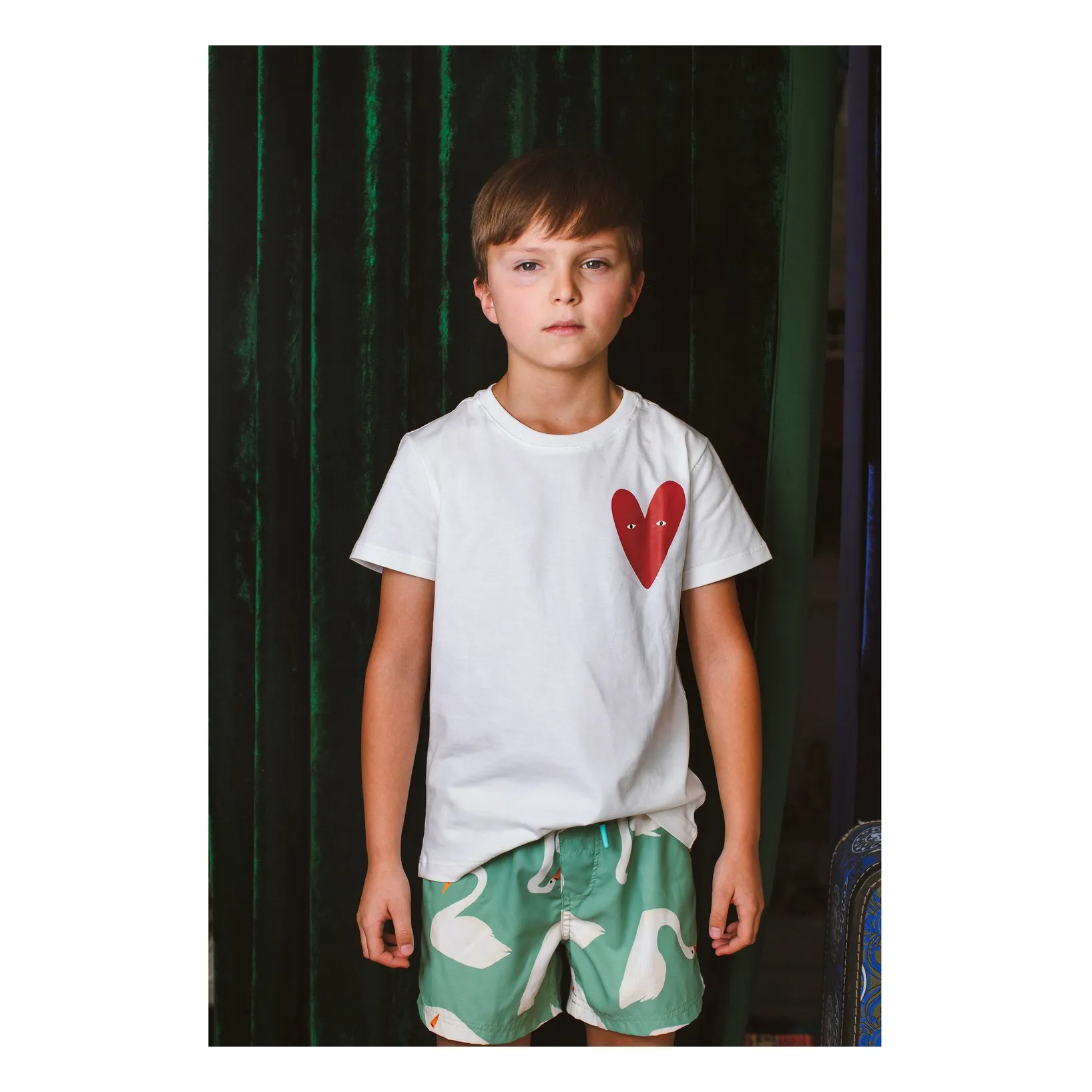 Short de Bain Cygnes | Vert- Image produit n°1