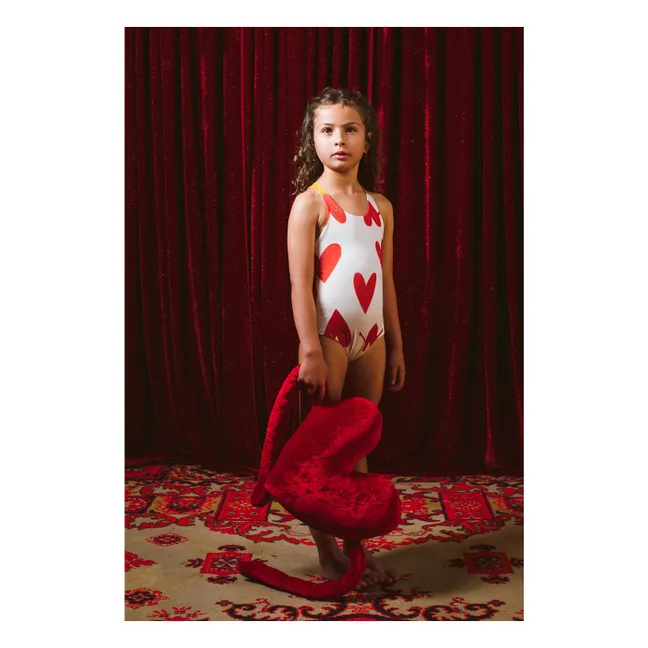 Cross-Front Hearts Swimsuit | Cream