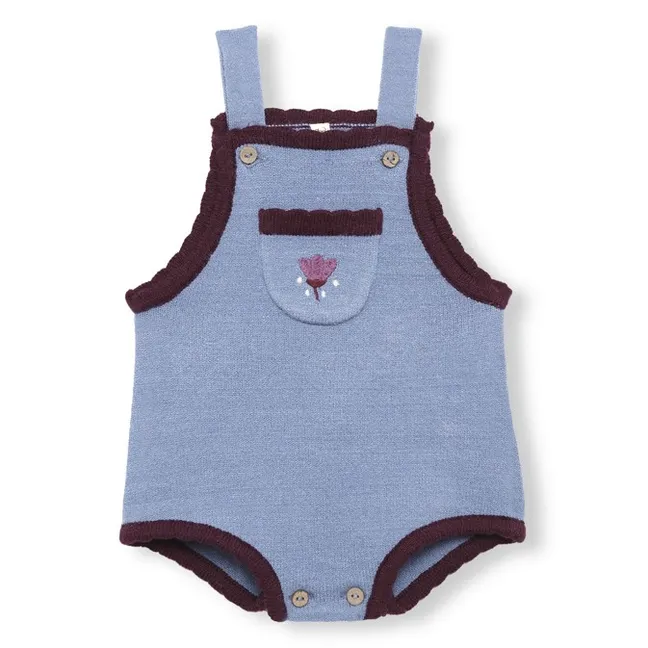 Barboteuse Poche Brodée | Bleu gris