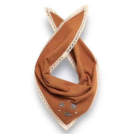 Organic Cotton Embroidered Bandana | Terracotta