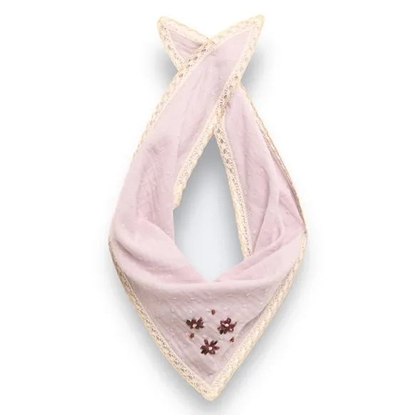 Bandana Feston Brodé Coton Bio | Mauve