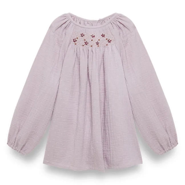 Blouse Brodée Coton Bio | Mauve