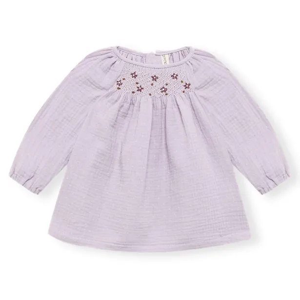 Blouse Brodée Coton Bio | Mauve