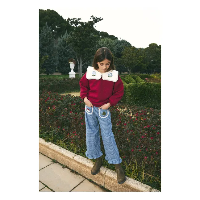 Sweat Col Claudine Brodé Coton Bio | Bordeaux
